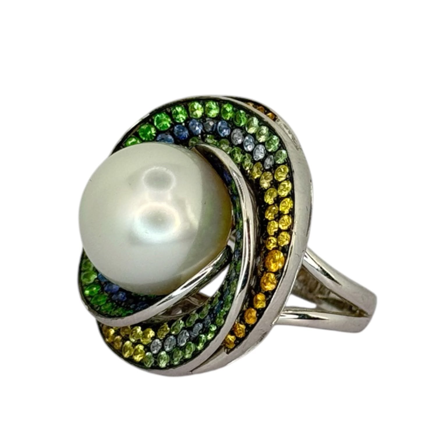 750WG South Sea Pearl Sapphire Ring