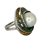 750WG South Sea Pearl Sapphire Ring