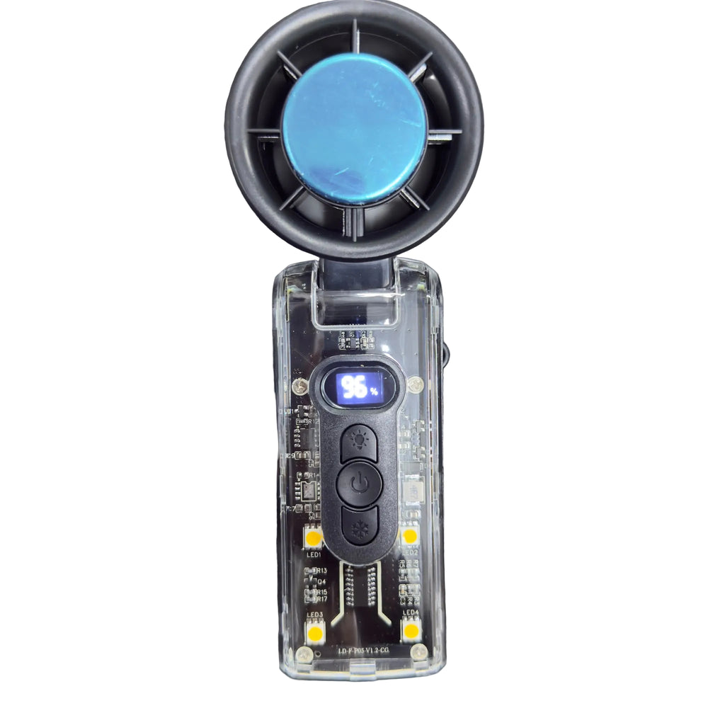 Large Transparent Handheld Power Fan with Light - FC08