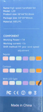 Small Transparent Handheld Power Fan with Light - L29-3