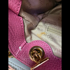 Michael Kors Jet Set Item Medium Chain Shoulder Bag Vibrant Pink Textured Leather