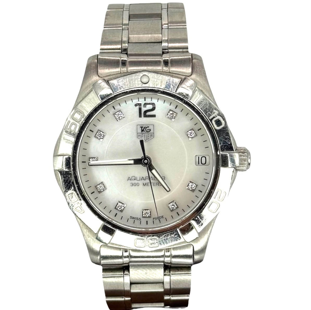 Tag Heuer Aquaracer WAF1312 Quartz Diamond White Mother of Pearl Dial Ladies Watch, 32mm