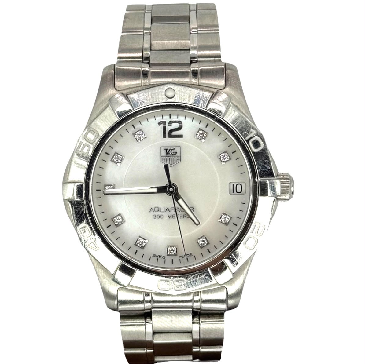 Tag Heuer Aquaracer WAF1312 Quartz Diamond White Mother of Pearl Dial Ladies Watch, 32mm