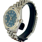 Rolex 68274 Automatic Mid Size Custom Blue Sapphire Diamond Bezel Blue Dial Watch, 31mm