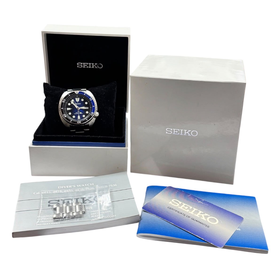 SEIKO PROSPEX "Turtle" SRPC25K1 Automatic Watch Blue Sunburst Dial Watch, 44.5mm