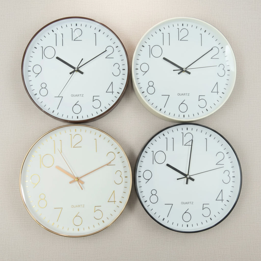 34 × 34cm Round Wall Clock with White Face - 5810