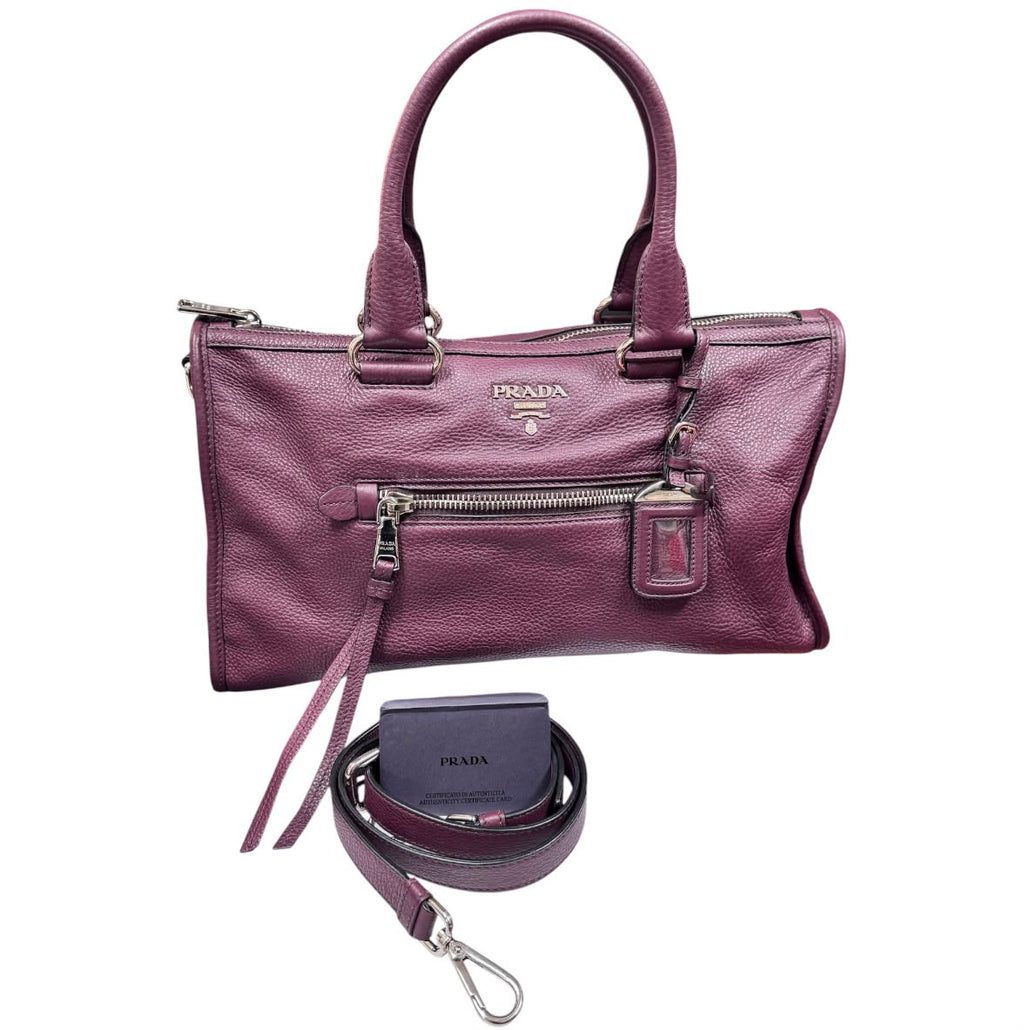 Prada Vitello Phenix Granato Tote Bag