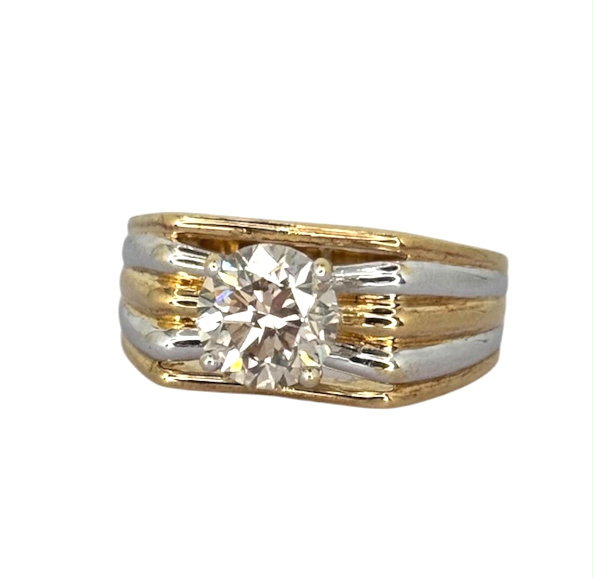 18KW/YG Solitaire=2.05ct Men Ring With Cert Main image