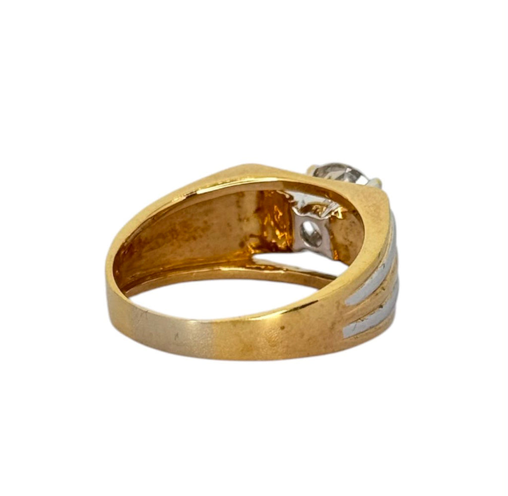 18KW/YG Solitaire=2.05ct Men Ring With Cert