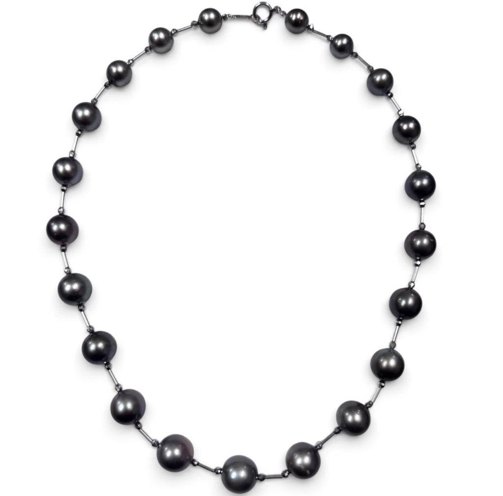 14KWG Black Pearl=8.0-10.9mm With Cert