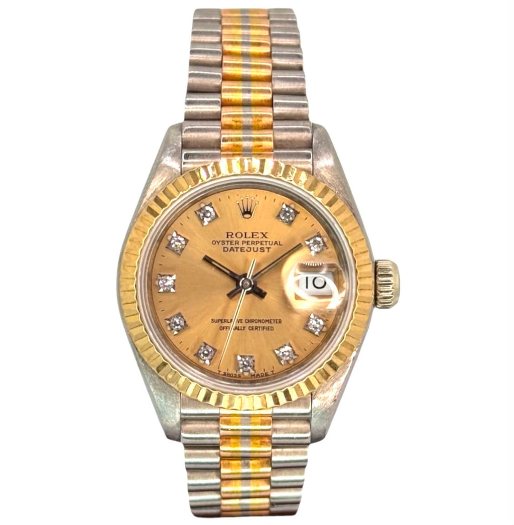 Rolex 69179 Tridor 18K Half Gold Diamond Index Automatic Watch, 26mm