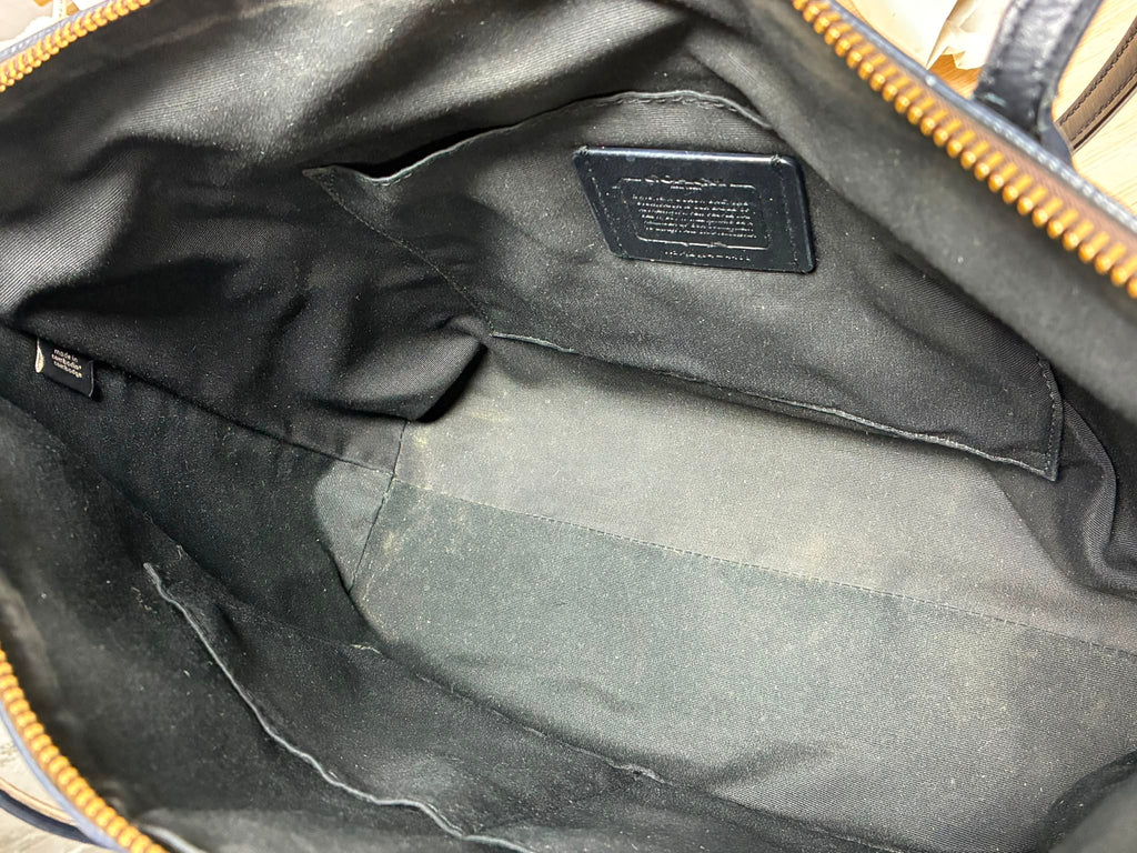 Coach 4455 Signature Zip Tote Dark Brown Canvas