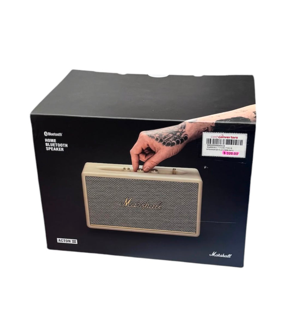 Marshall Acton III Homeline Wireless Bluetooth 5.2 Speaker, 3.5 mm input - Cream