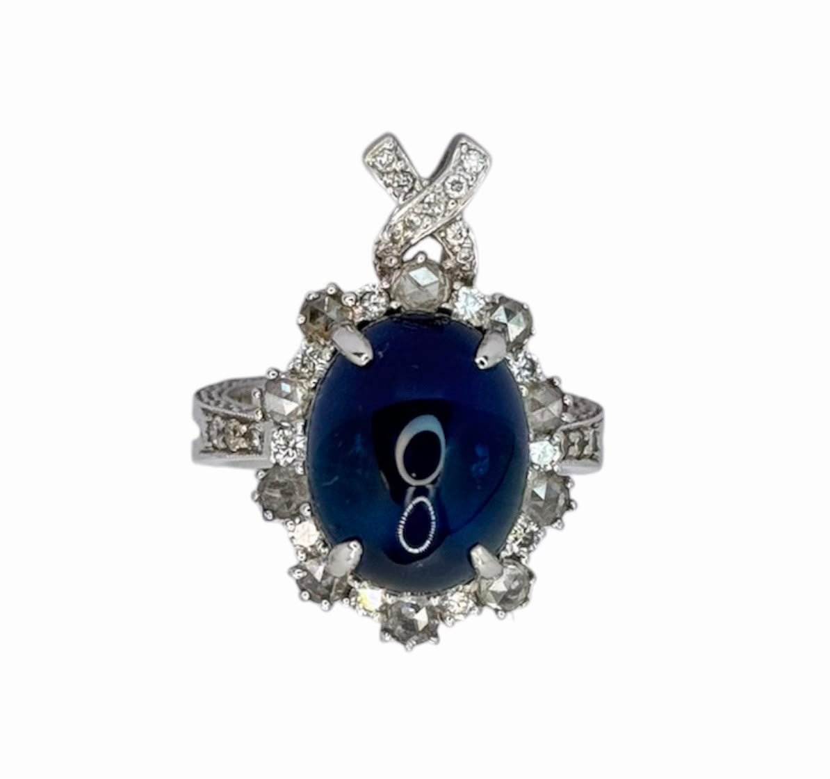750WG Blue Sapphire Diamond 2 Way Ring/Pendant