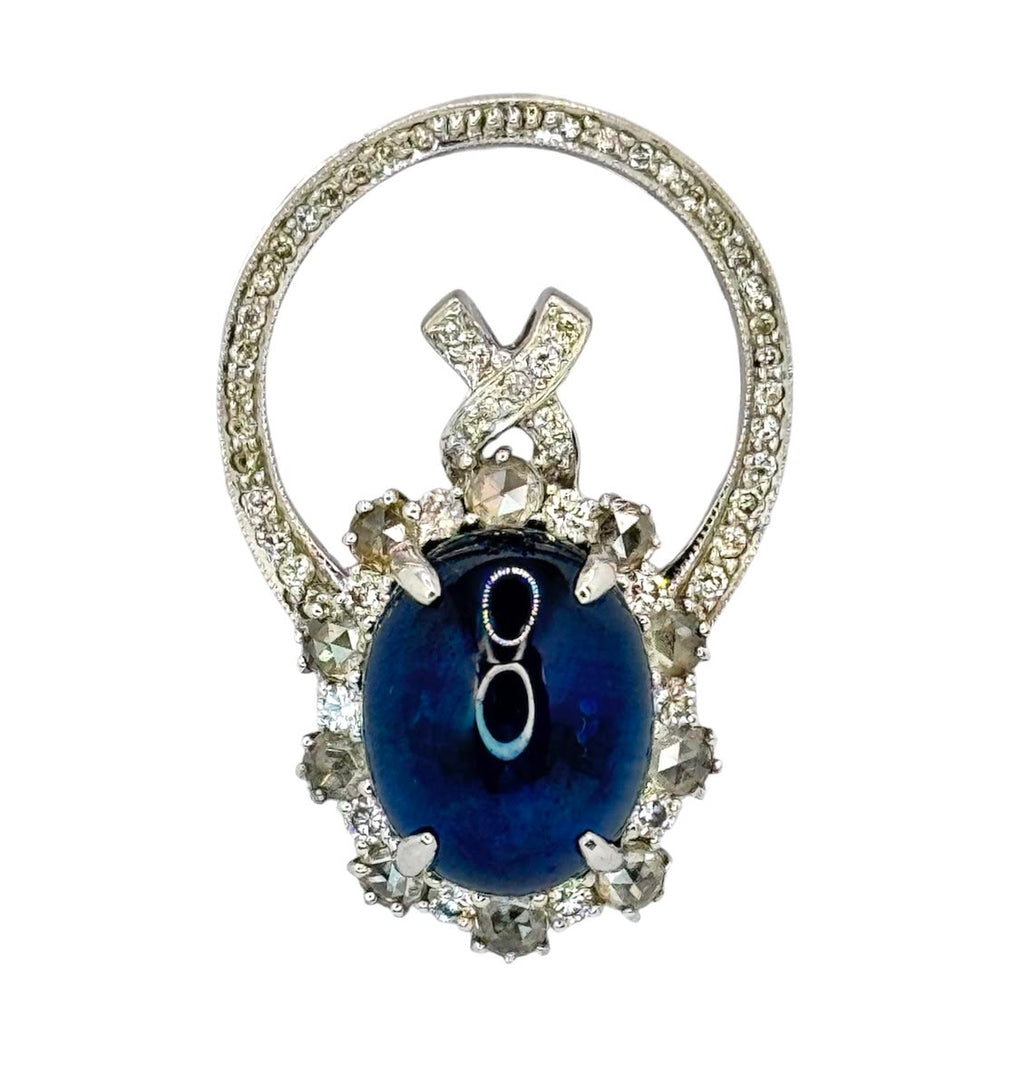 750WG Blue Sapphire Diamond 2 Way Ring/Pendant