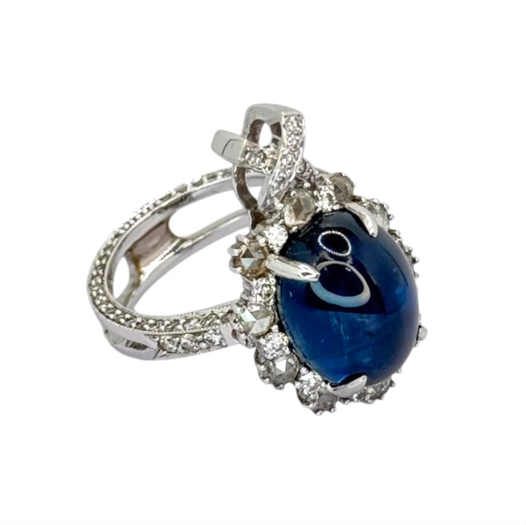 750WG Blue Sapphire Diamond 2 Way Ring/Pendant