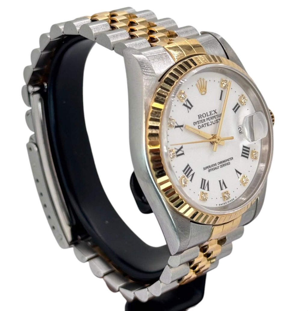 Rolex 16233 Datejust Half Gold Automatic Roman And Diamond Index Watch, 36mm