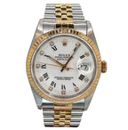 Rolex 16233 Datejust Half Gold Automatic Roman And Diamond Index Watch, 36mm