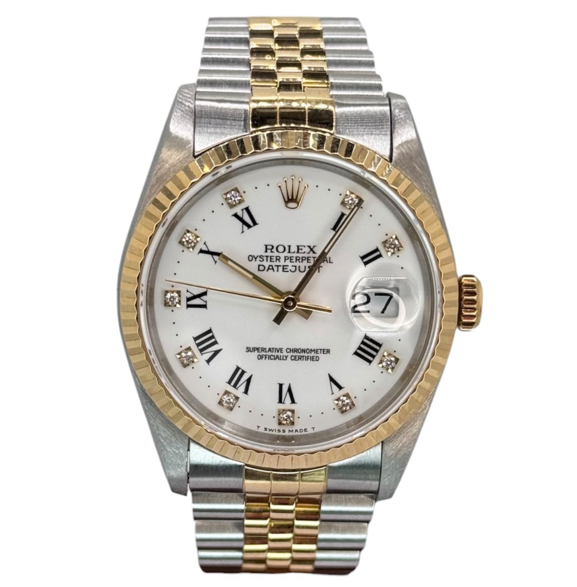Rolex 16233 Datejust Half Gold Automatic Roman And Diamond Index Watch, 36mm