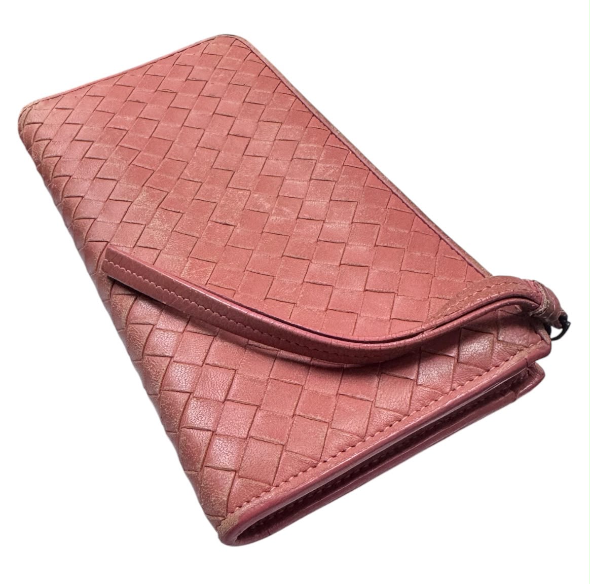 Bottega Veneta Leather Orange & Brown Colour Long Shape Wallet
