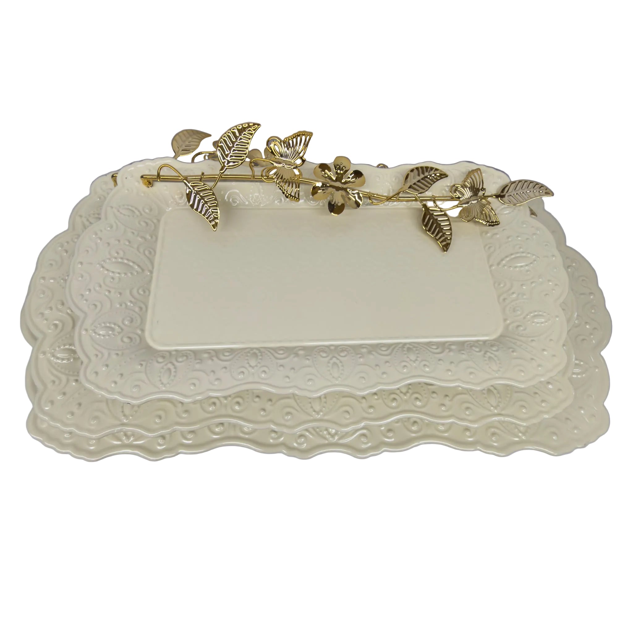 3-Piece Rectangular Serving Tray Stand Set - A5-40ABV