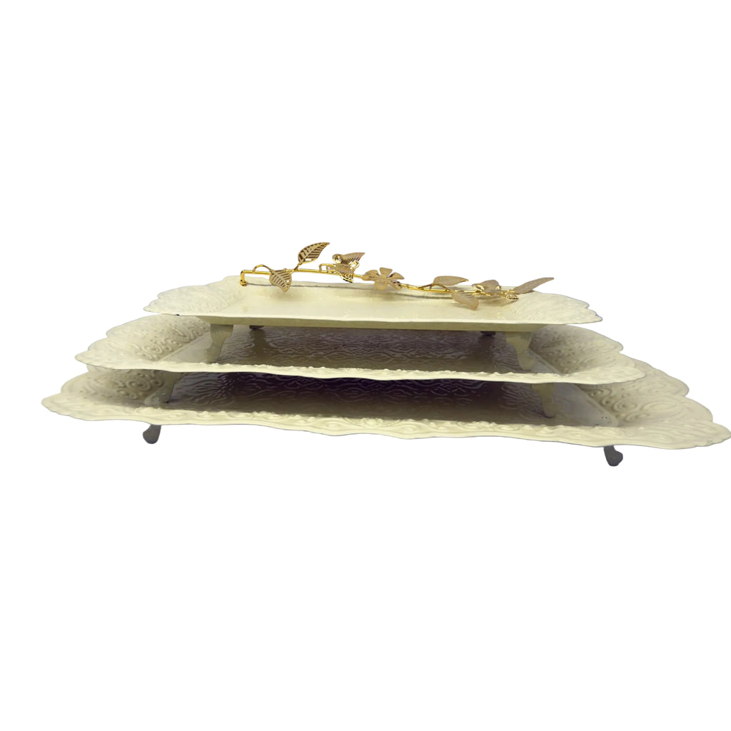 3-Piece Rectangular Serving Tray Stand Set - A5-40ABV