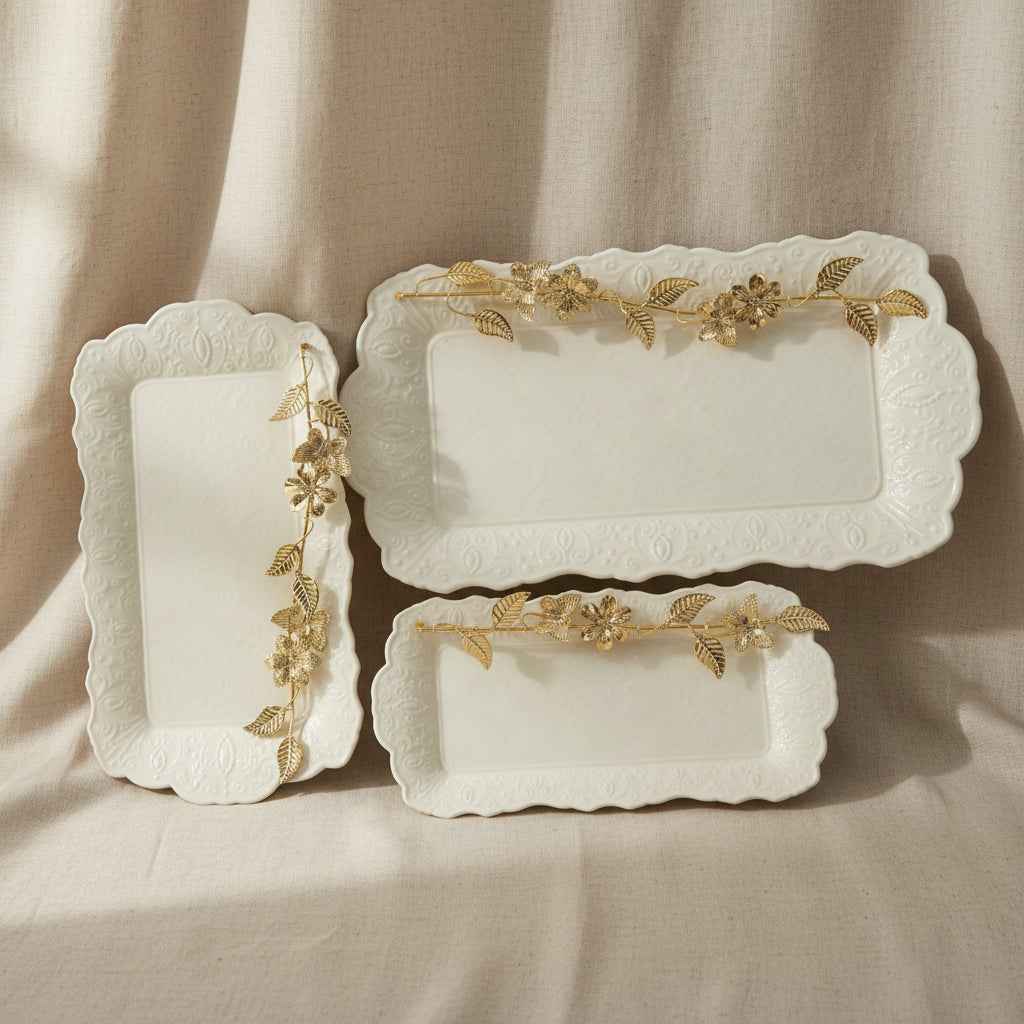 3-Piece Rectangular Serving Tray Stand Set - A5-40ABV Main image