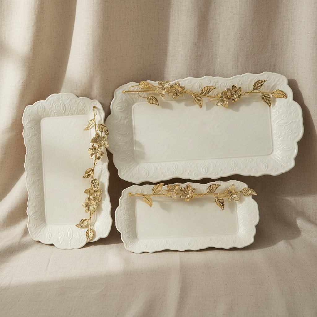 3-Piece Rectangular Serving Tray Stand Set - A5-40ABV