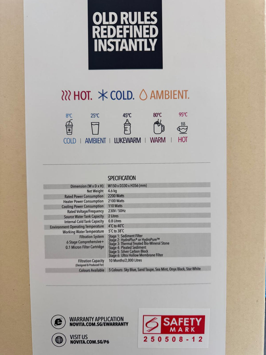 Novita P6 Instant Hot/ Cold Water Dispenser