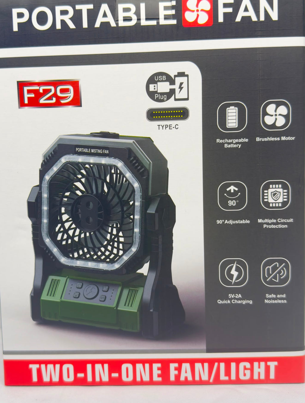 2-in-1 Portable Fan Light - J328-77F290