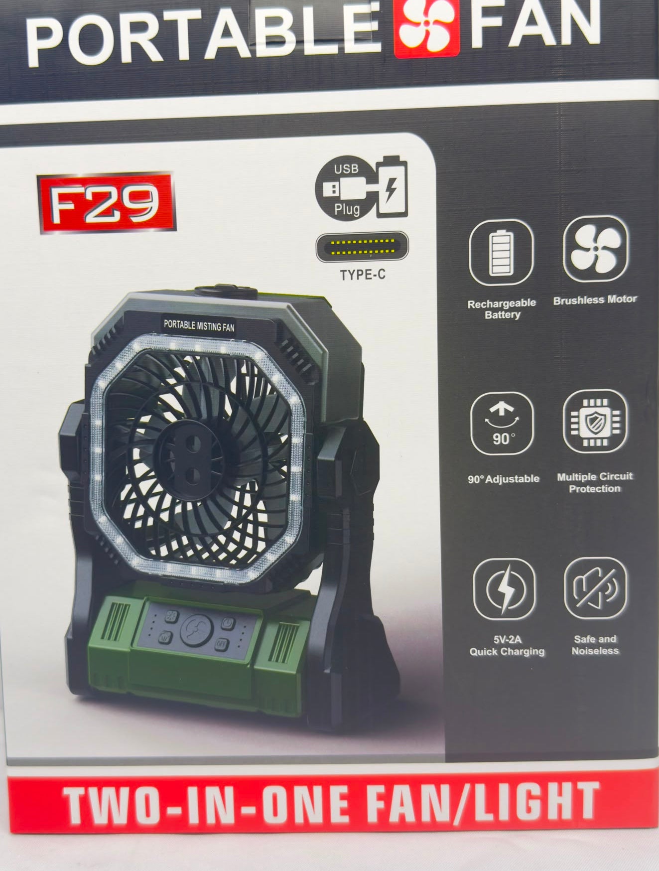 2-in-1 Portable Fan Light - J328-77F290