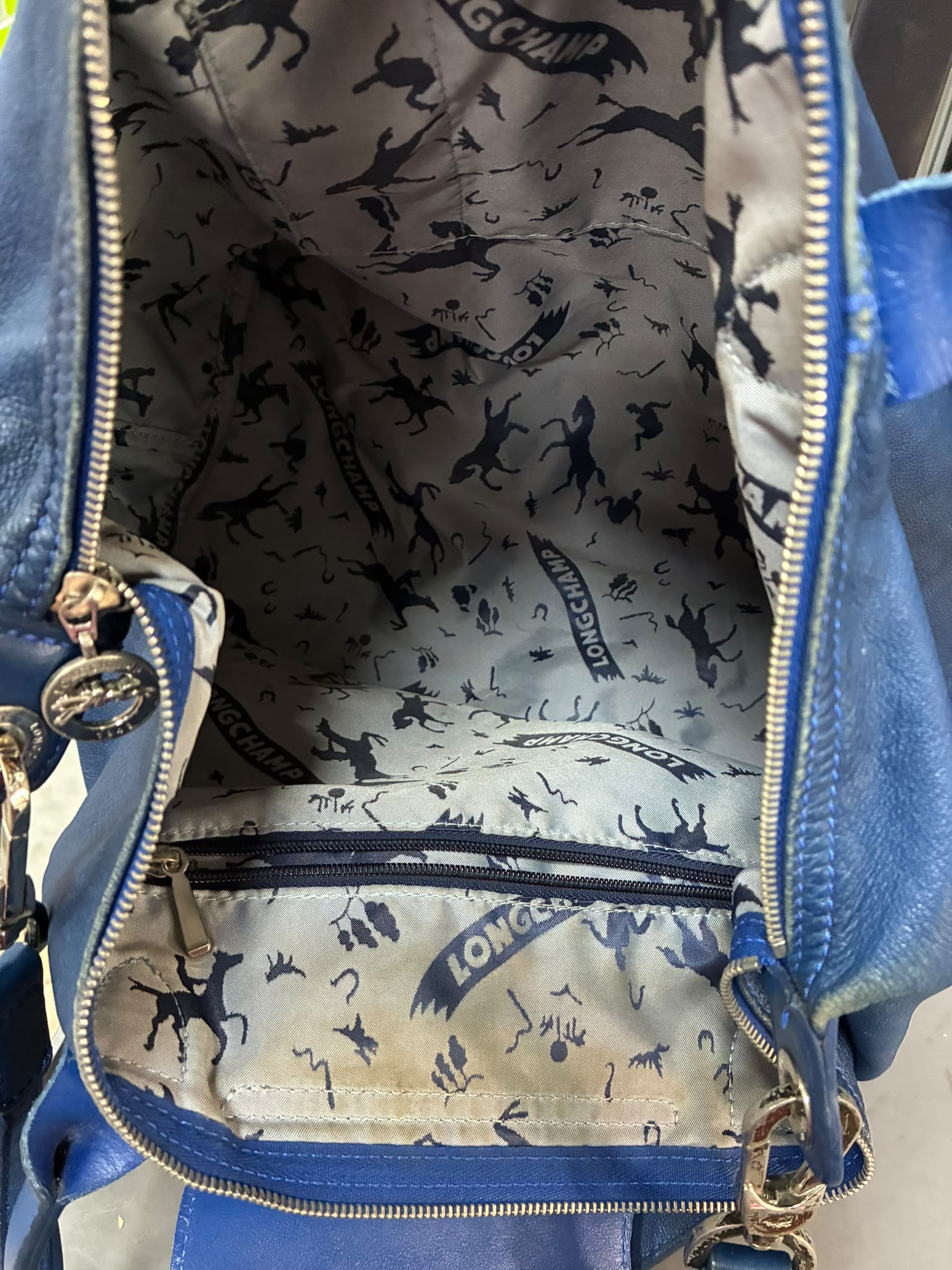 Longchamp Le Pliage Cuir Tote Blue