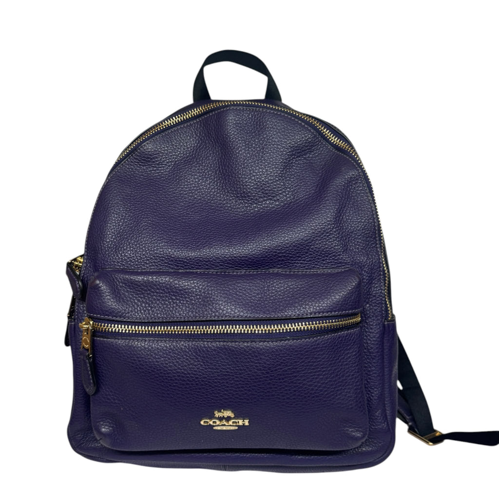 Coach F30550 Plain Leather Backpack Bag