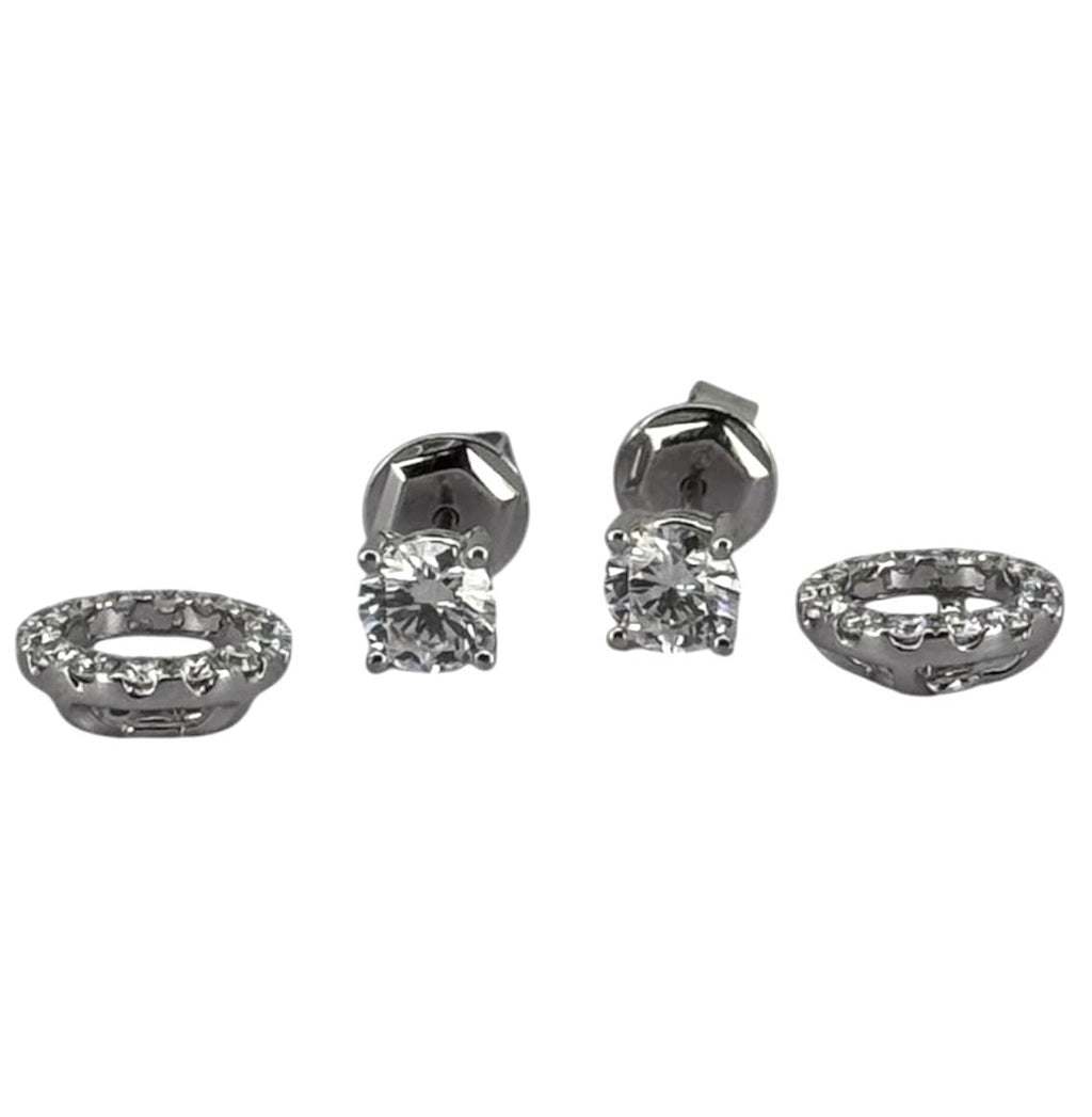 750WG 2Way Natural Diamond D2=Appx 1ct, D28=0.51cts Earring