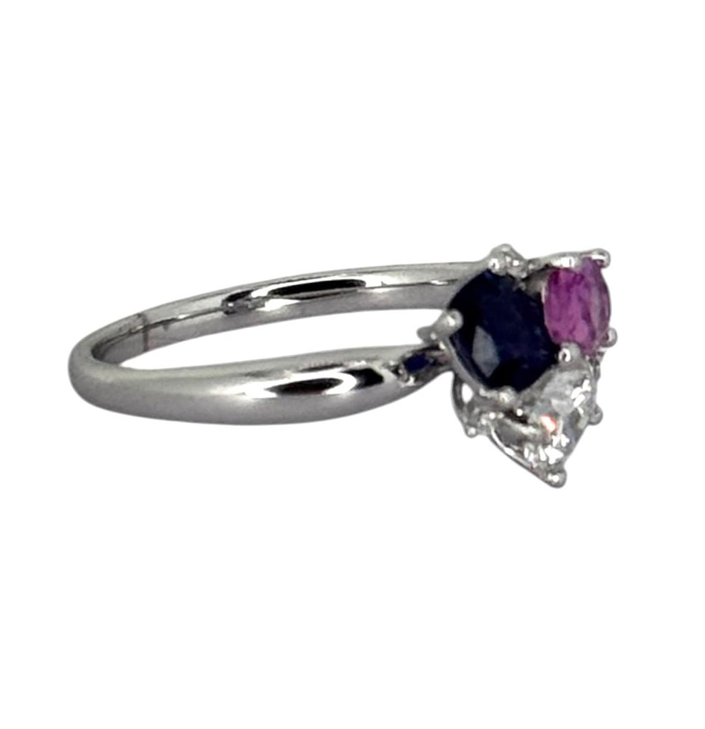 750WG Natural Diamond=0.37ct, Unheated Sapphire Appx 0.3ct Ring With Cert