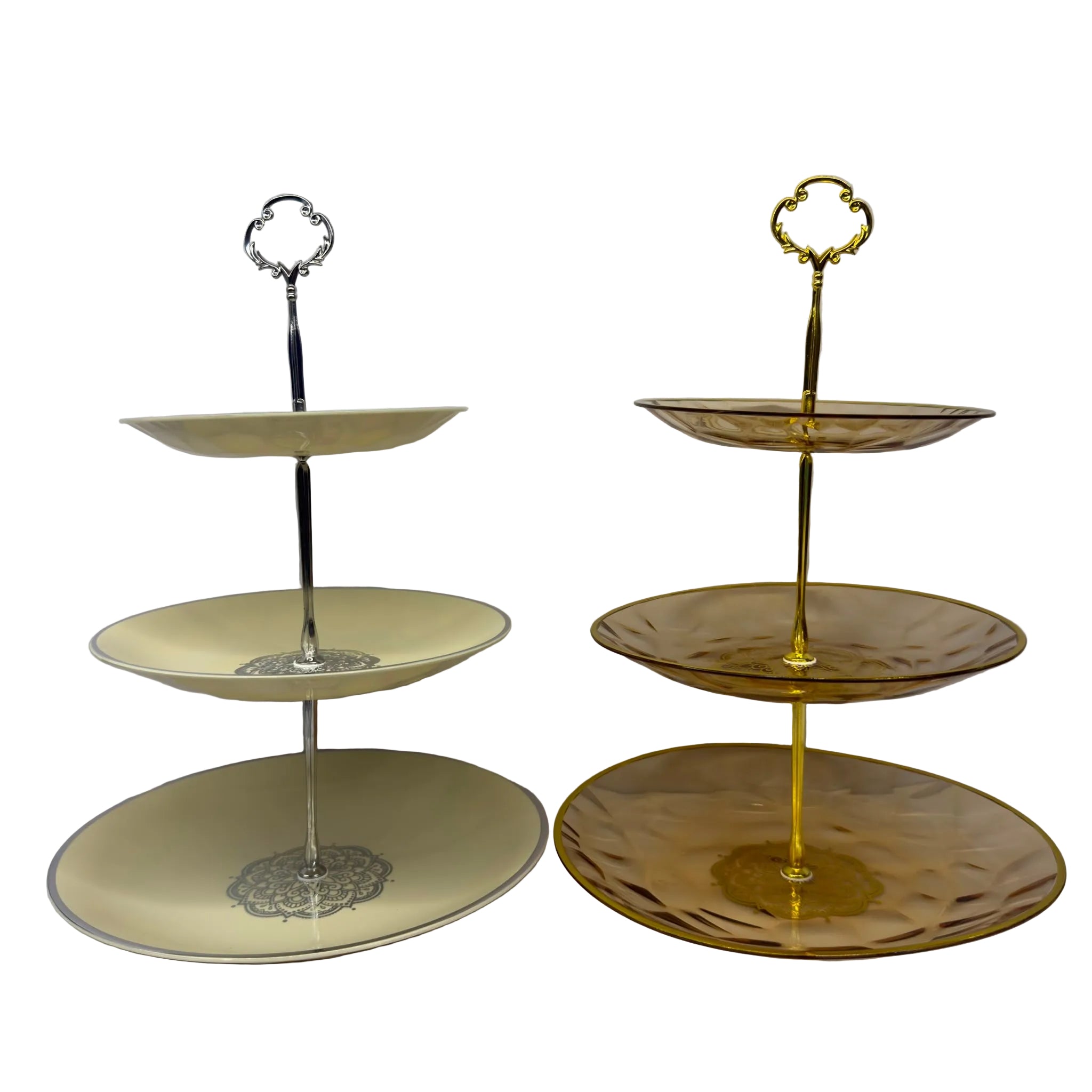 3-Tier Round Serving Tray - Silver & Cream - MX063 Secondary image