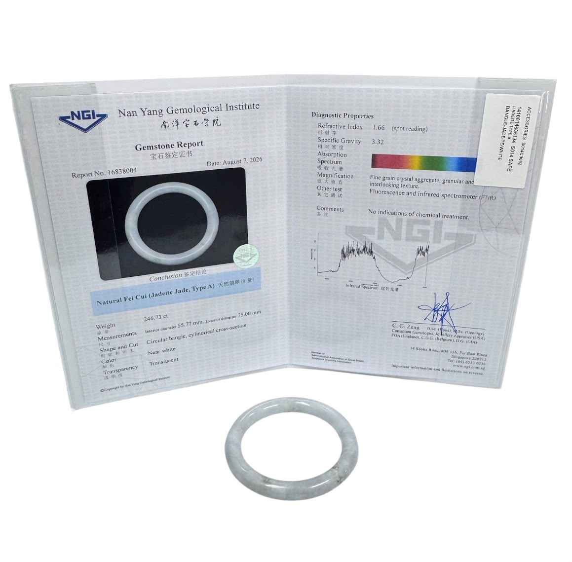 Jadeite Type A Jade Bangle With Cert