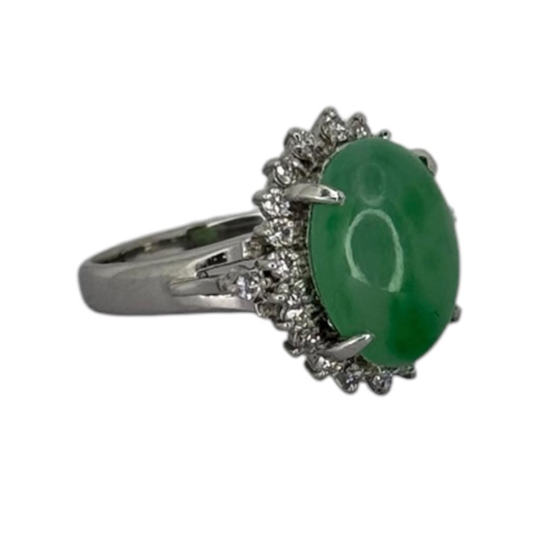 PT900 Jadeite A Jade=5.85ct, Diamond=0.45ct Ring With Cert Secondary image