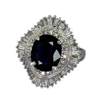 PT900 Blue Sapphire=3.2ct,Diamond=1.05ct Ring With Cert