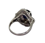 PT900 Blue Sapphire=3.2ct,Diamond=1.05ct Ring With Cert