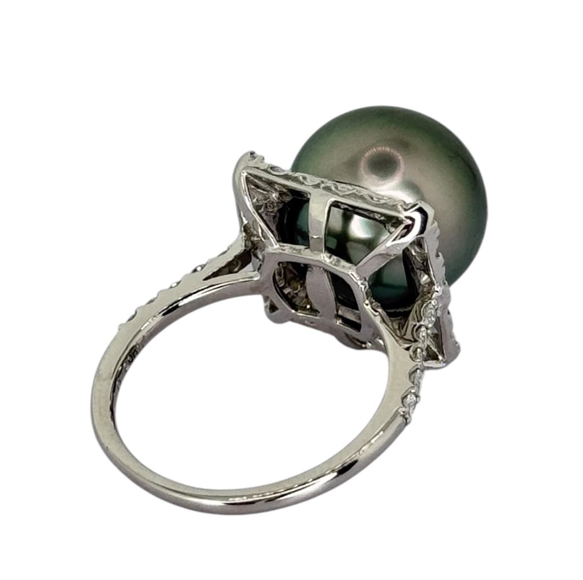 PT900 Black South Sea Pearl 13mm, Diamond Ring With Cert