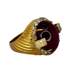 850YG Ruby Appx 8cts, Diamond Men RIng
