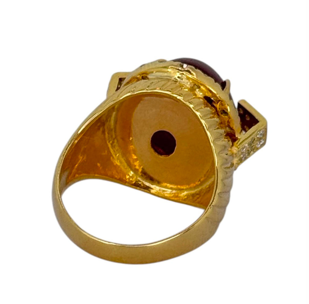 850YG Ruby Appx 8cts, Diamond Men RIng