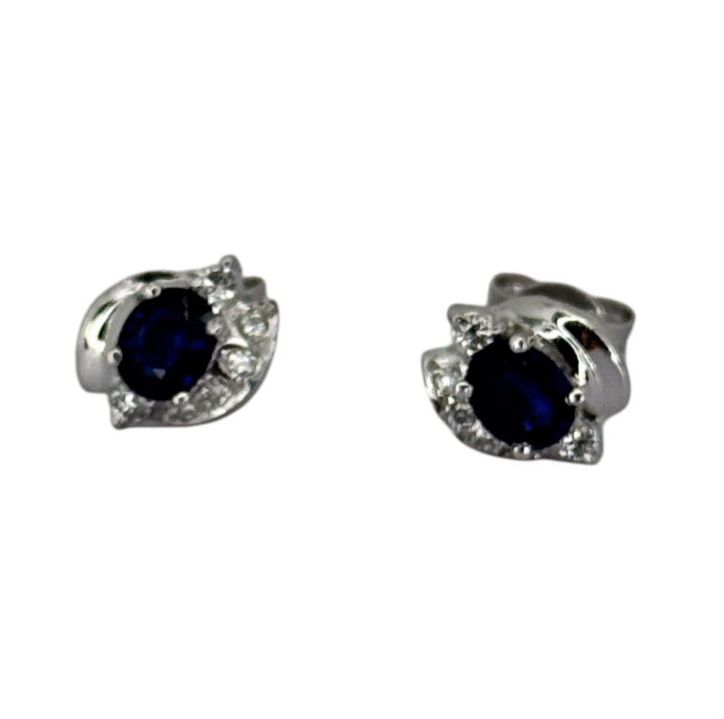 750WG Blue Sapphire Diamond Earring
