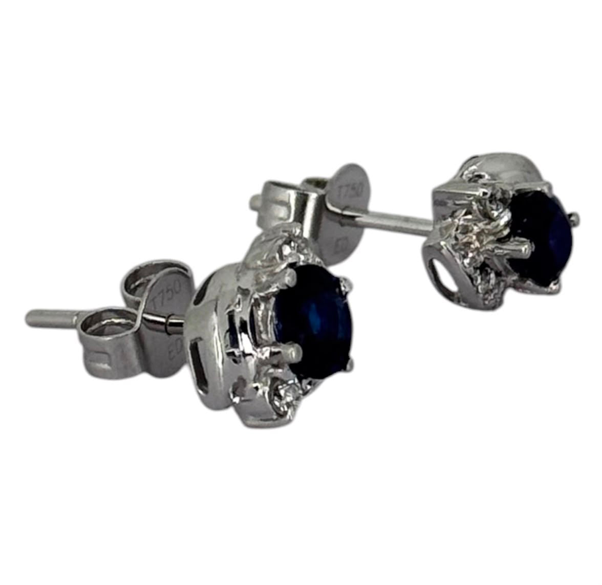 750WG Blue Sapphire Diamond Earring Secondary image