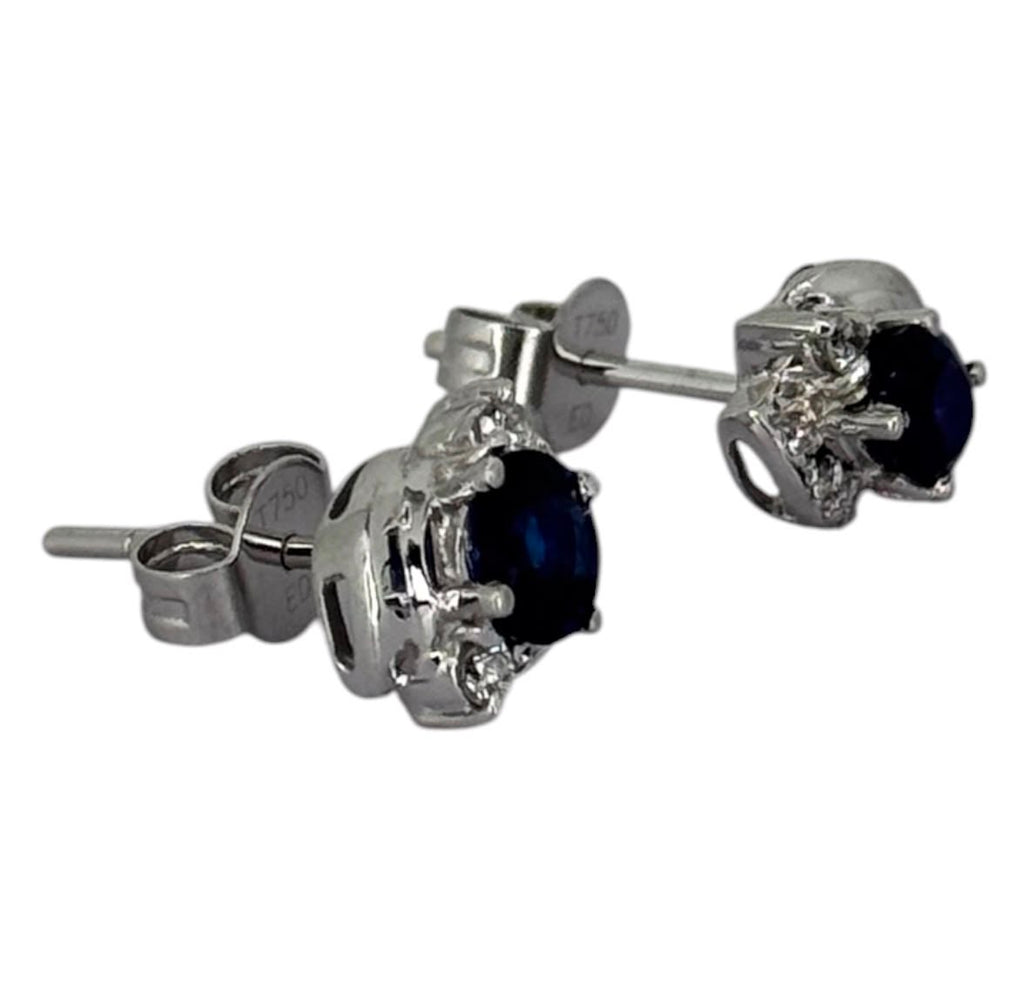 750WG Blue Sapphire Diamond Earring