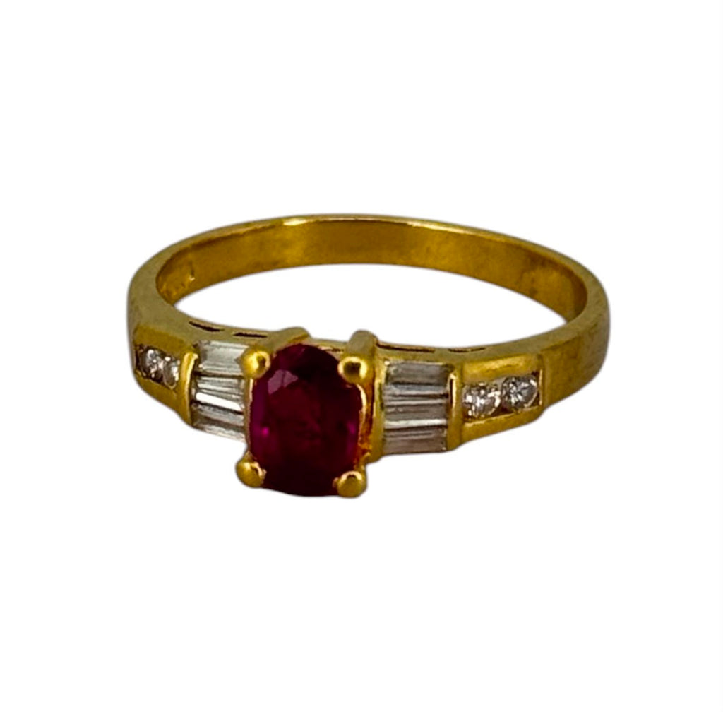 750YG Ruby Diamond Ring