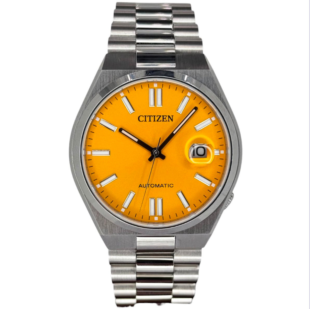 CITIZEN Tsuyosa Automatic Yellow Dial Watch, 40mm