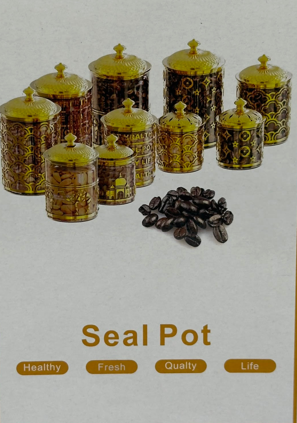 3-Piece Food Storage Container Set with Gold Lids - J136-DW0287 Secondary image