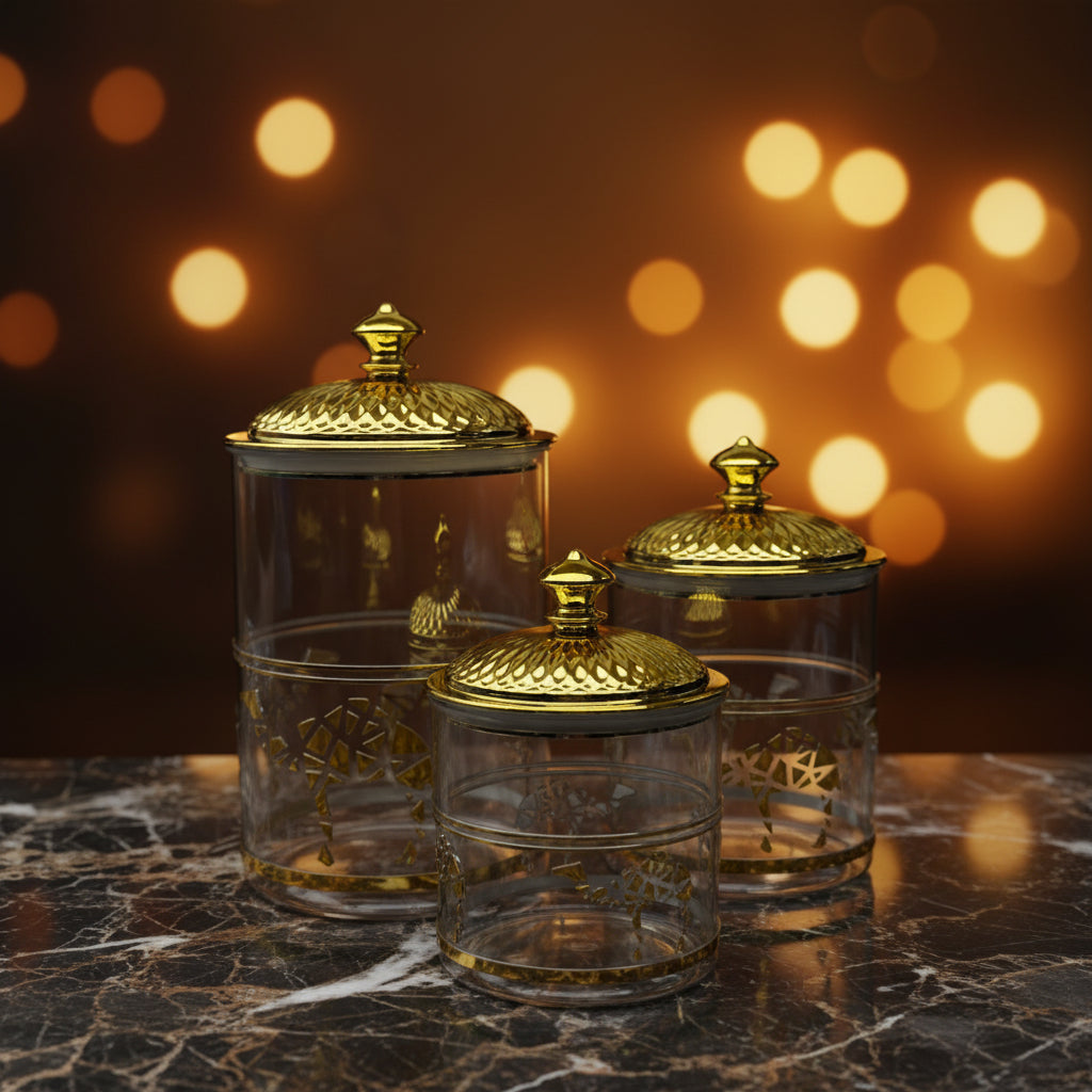 3-Piece Food Storage Container Set with Gold Lids - J136-DW0287